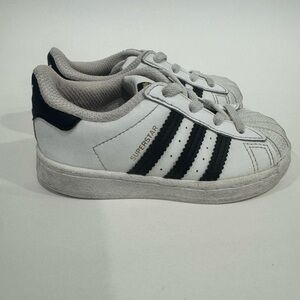 Adidas Kids Superstar II Elastic Lace Toddler Shoe White and Black Size 7